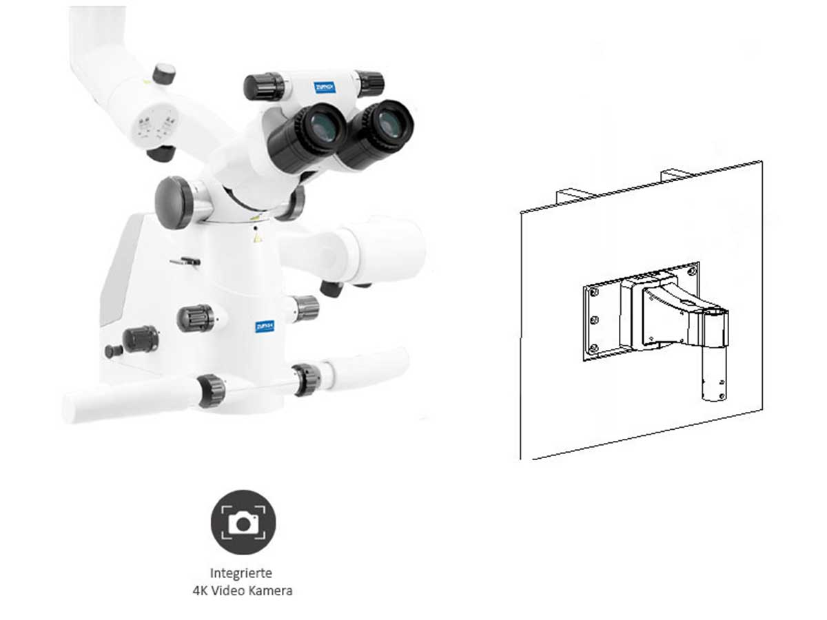 Mikroskop Komfort-Zoom (OMS2380 R2) inkl. 4K Video Kamera - Wandhalterung