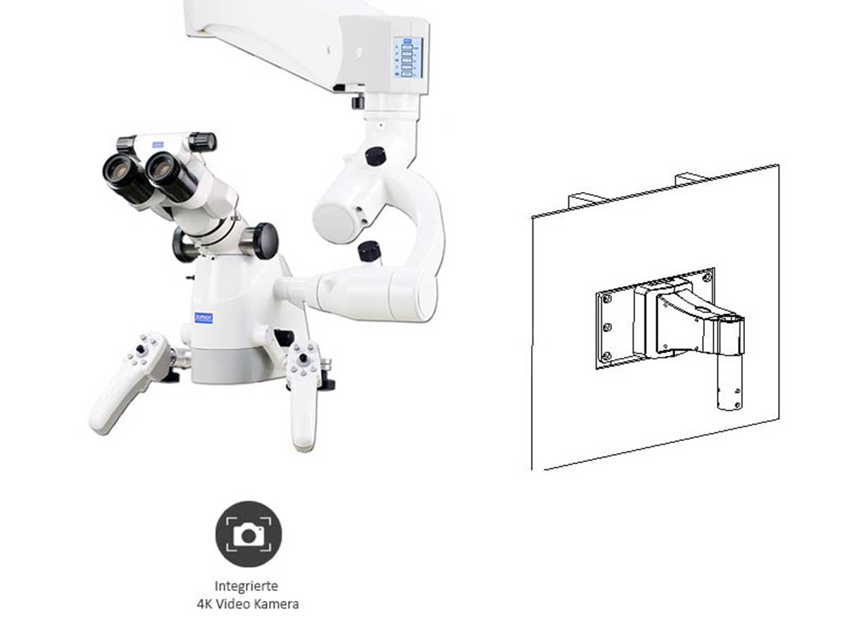 Mikroskop ElektroMag (OMS3200 R2) inkl. 4K Video Kamera - Wandhalterung