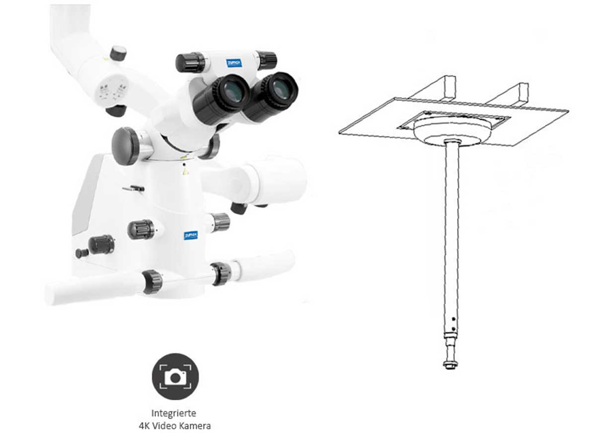 Mikroskop Komfort-Zoom (OMS2380 R2) inkl. 4K Video Kamera - Deckenmontage