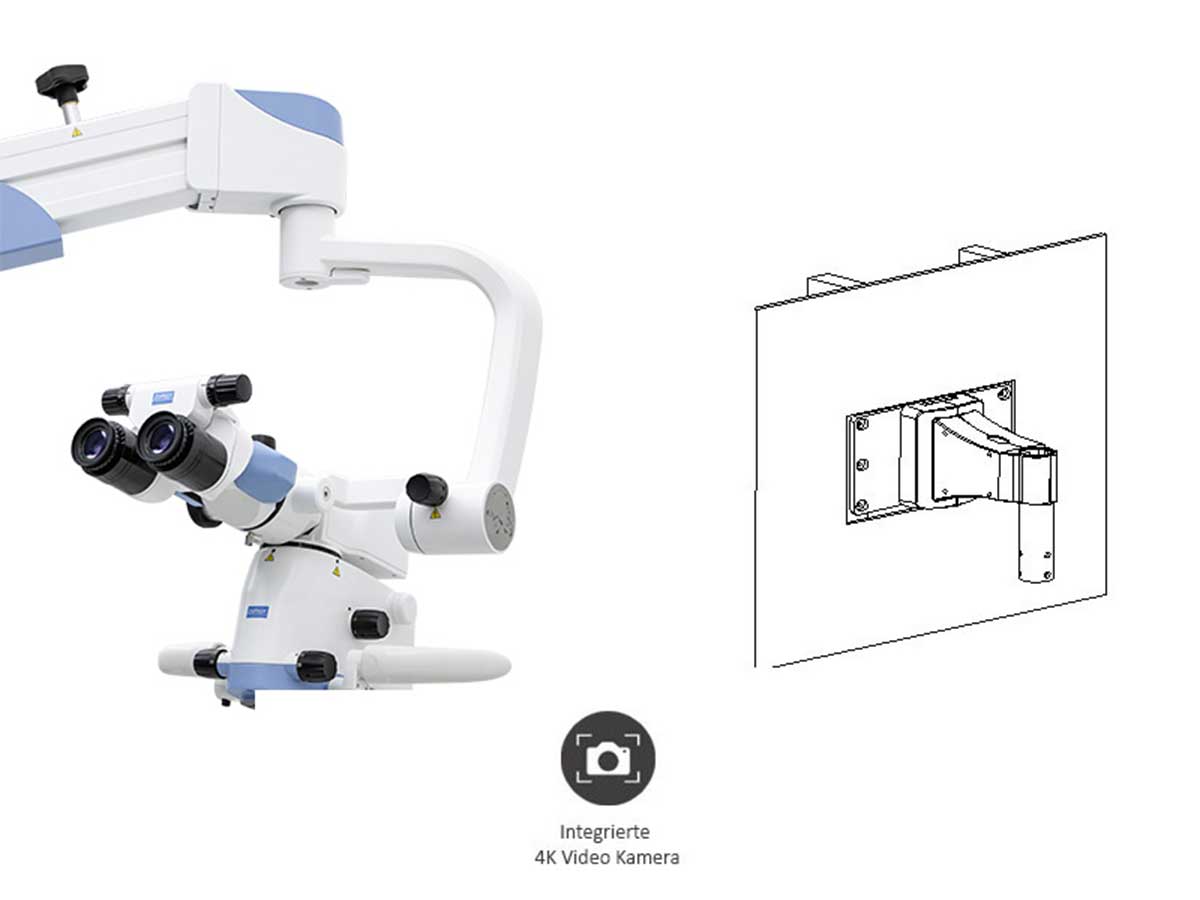 Mikroskop BlueSpin (OMS2050) inkl. 4K Kamera - Wandhalterung